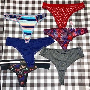 Victoria's Secret & PINK 6 PAIRS of Thongs (LARGE)
